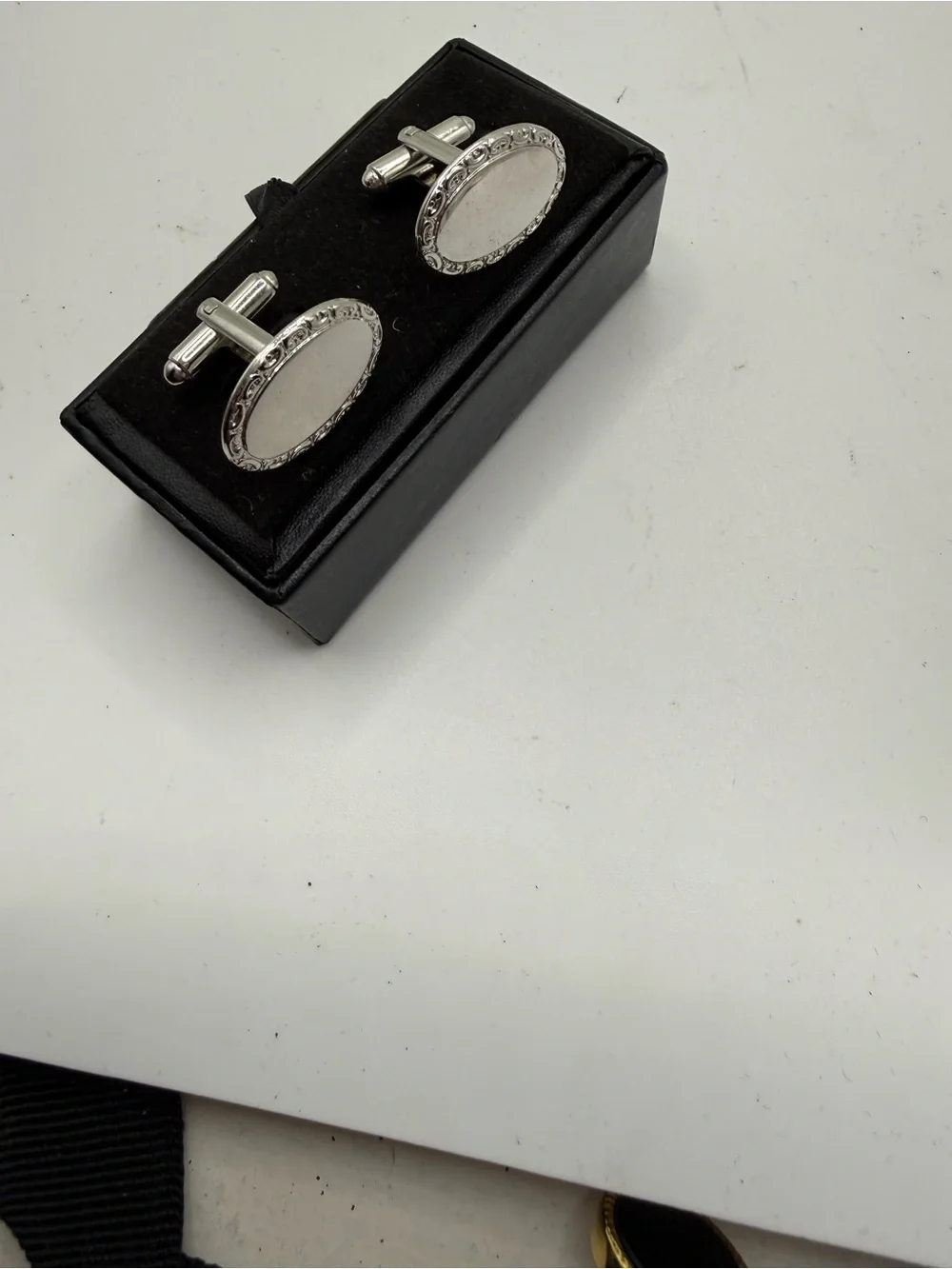 Silver Oval Cufflinks for Men - Classic Formal Accessory